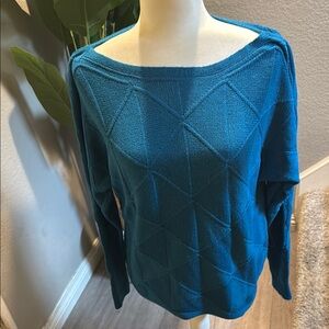 Teal Geometric Knit Sweater